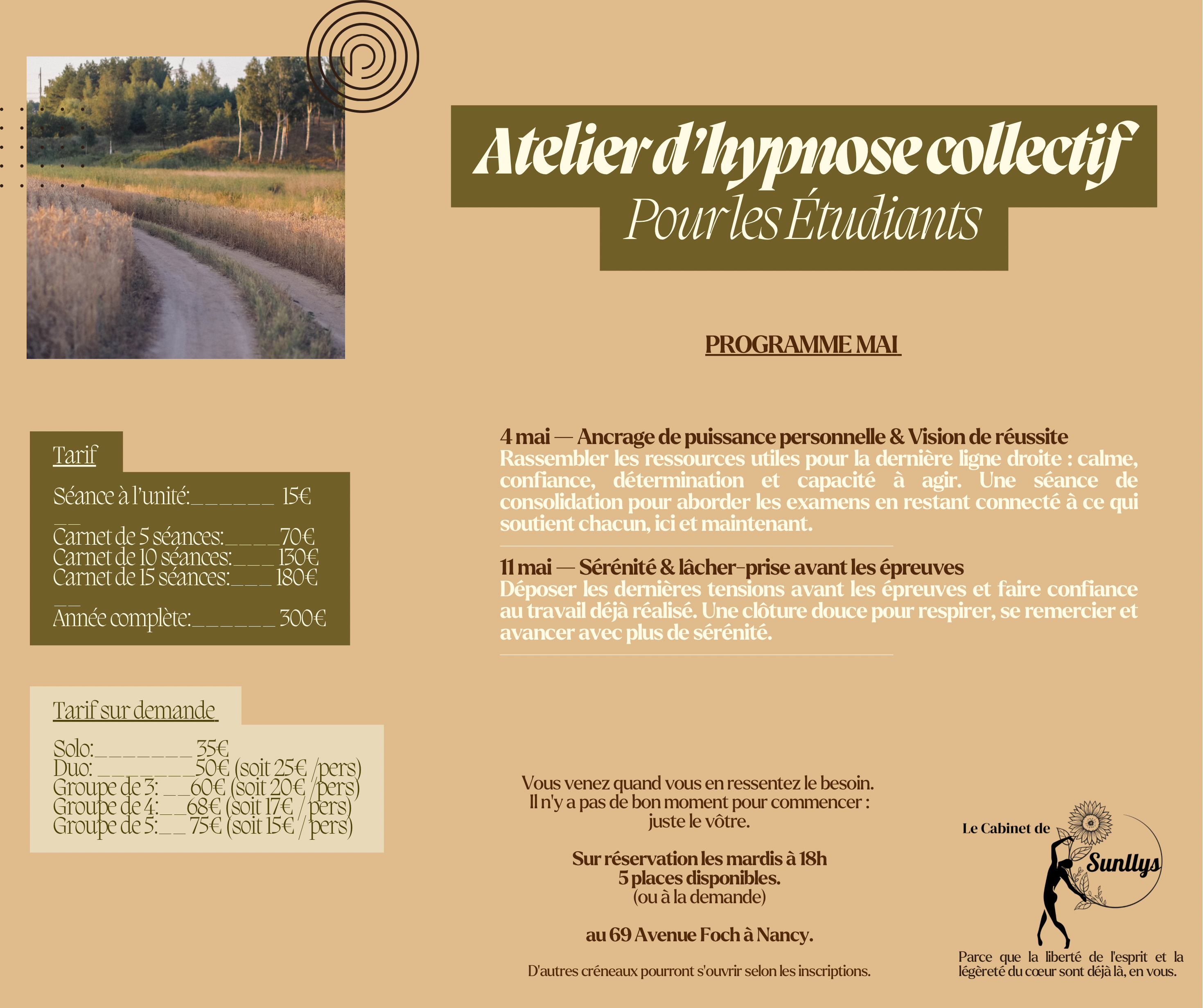 Programme des ateliers de mai 2027