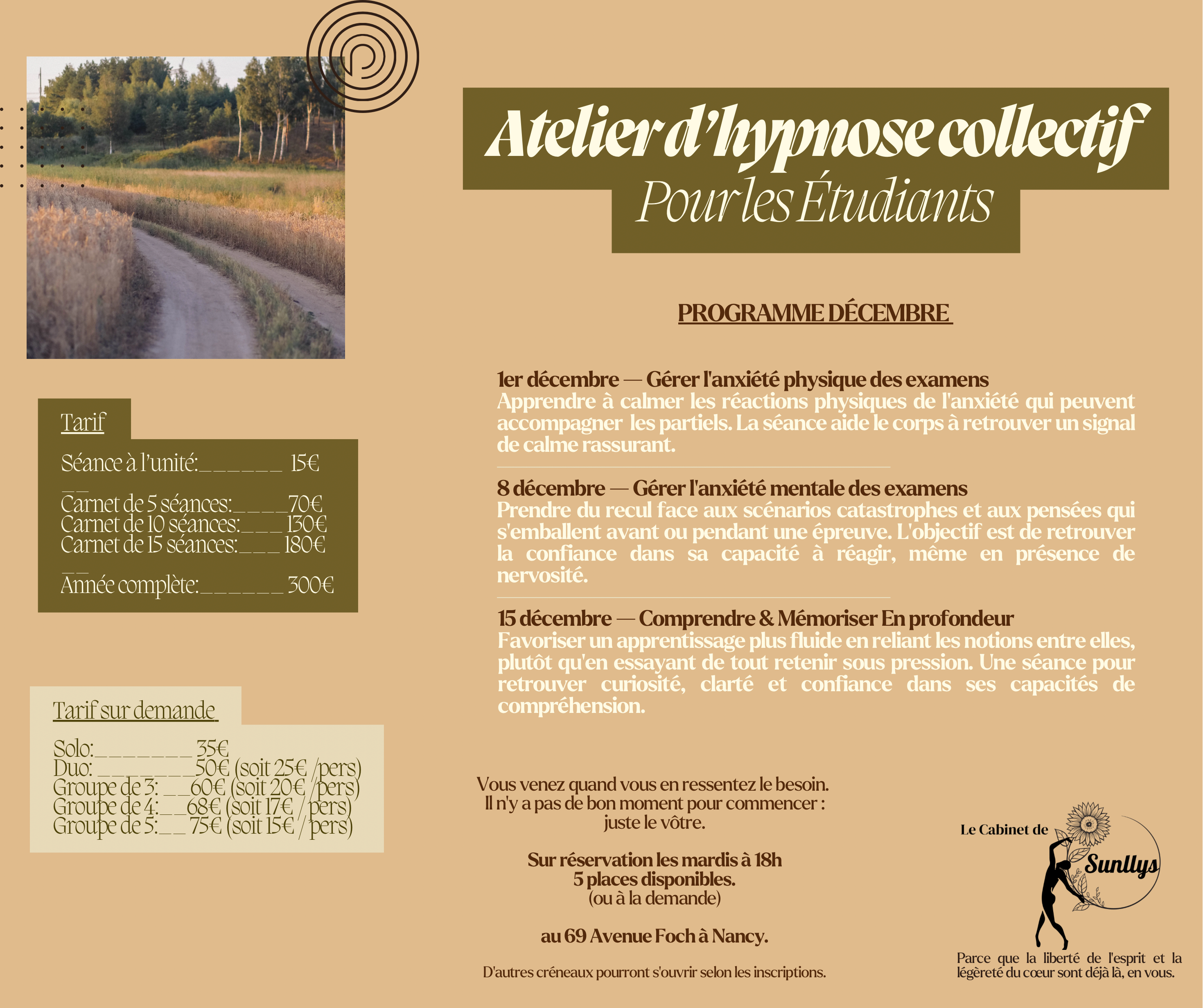 Programme des ateliers de décembre 2026