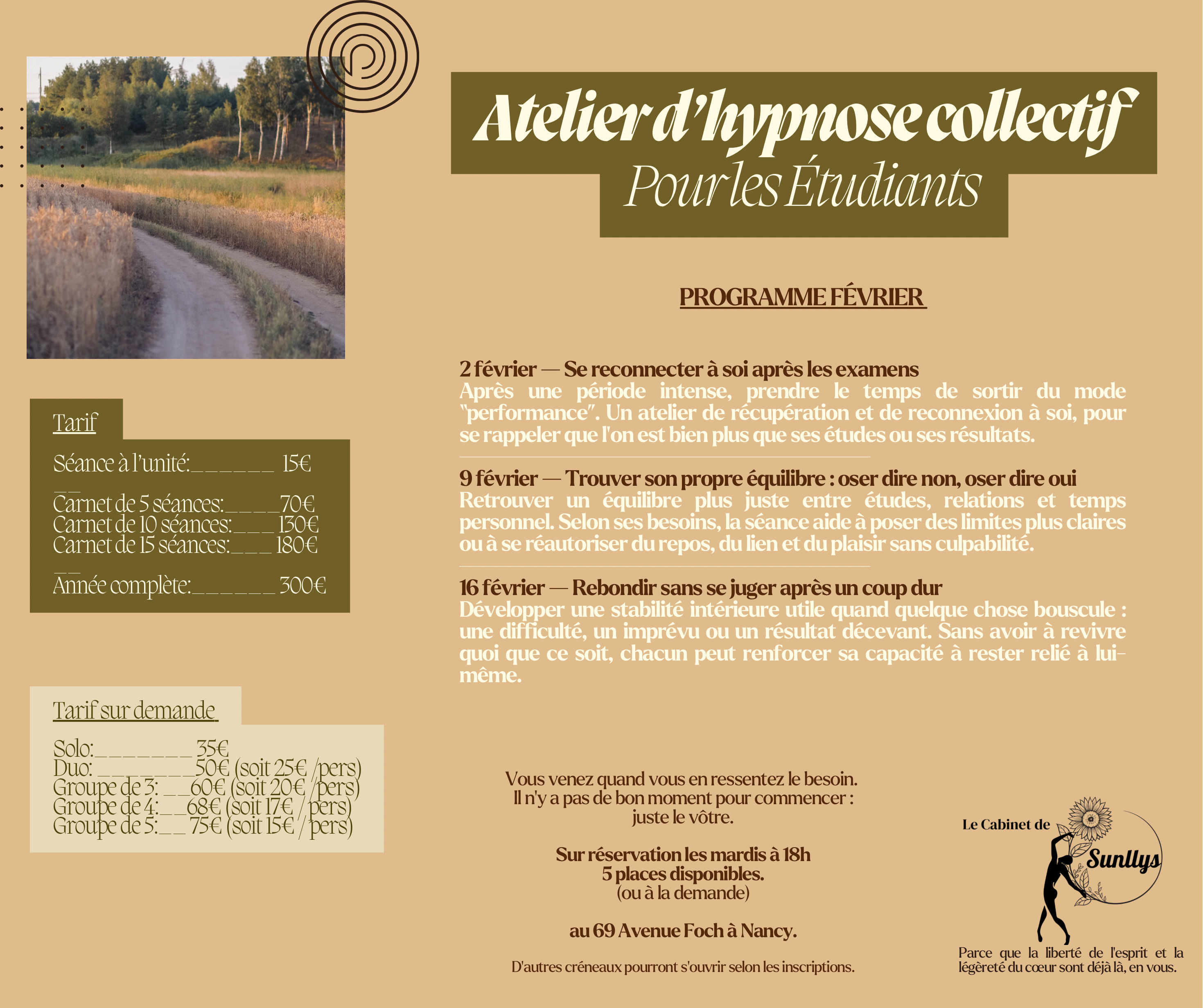 Programme des ateliers de février 2027